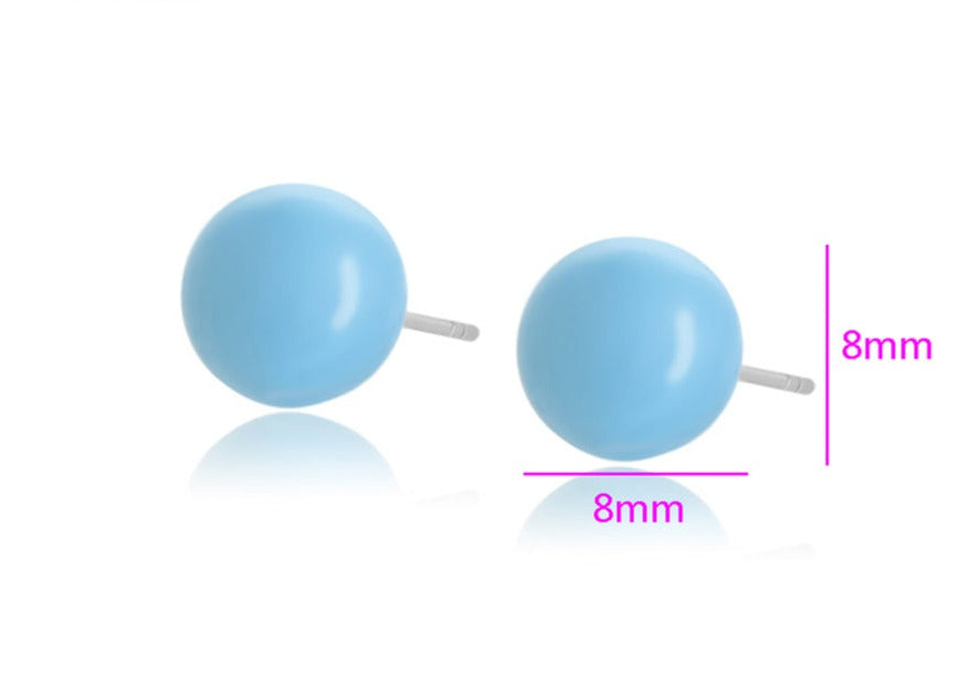 Ohrring Stecker Blaue Perle aus Edelstahl 8mm Durchmesser