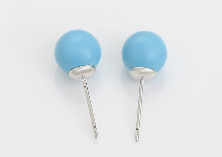Ohrring Stecker Blaue Perle aus Edelstahl 8mm Durchmesser