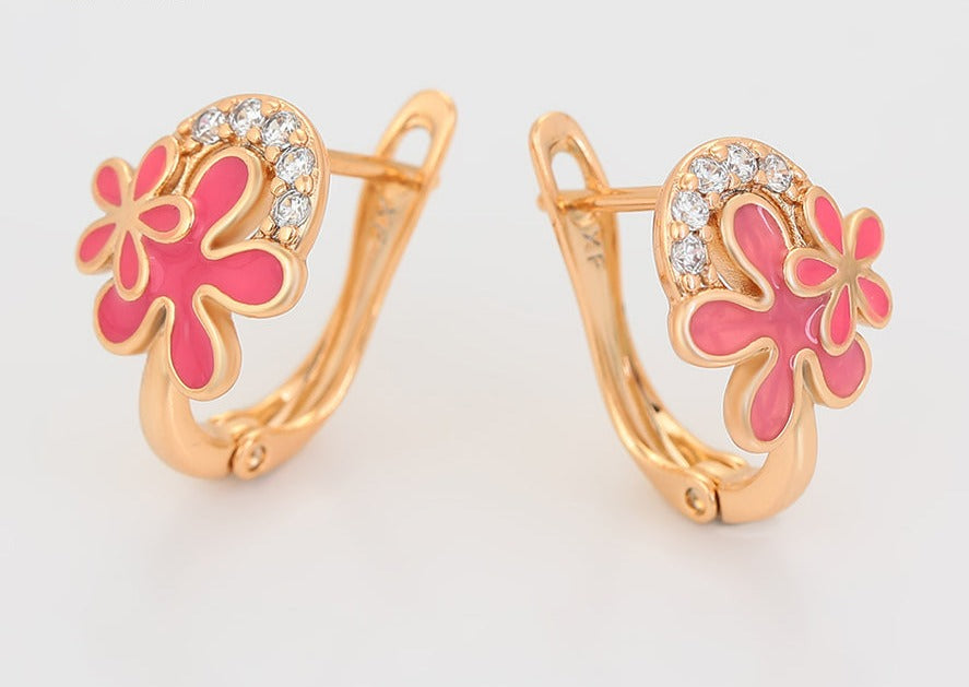 Ohrringe Creole Blume 585er vergoldet