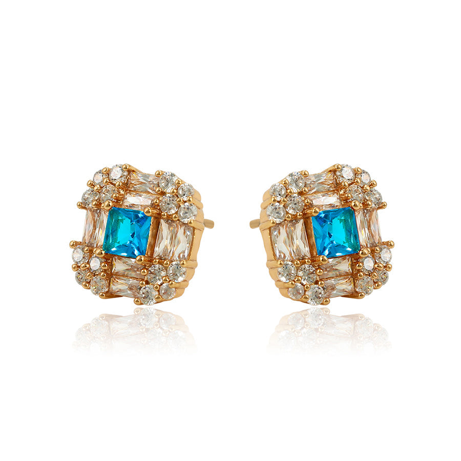 Ohrringe Stecker vergoldet blaue weiße Zirkonia Steine