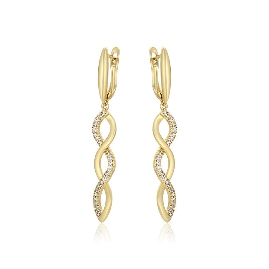 Ohrringe Creole 750er vergoldet weiße Zirkonia Steine hängend