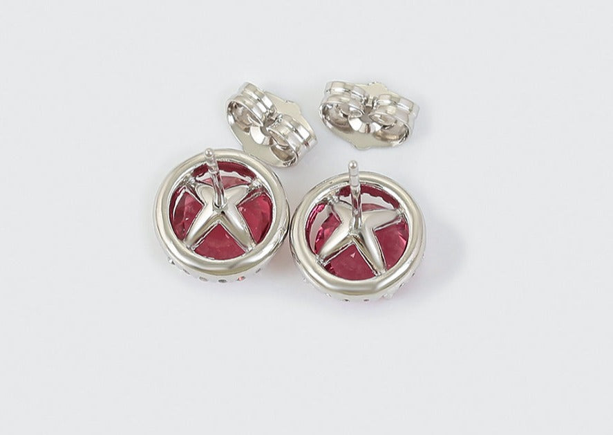 Ohrring Stecker Madlene aus Edelstahl mit rotem Stein