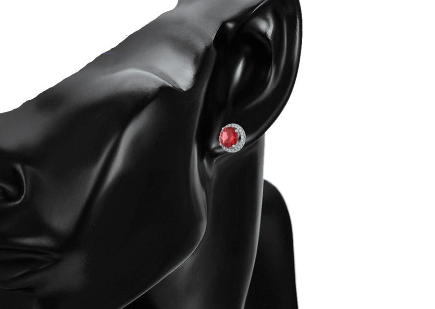 Ohrring Stecker Madlene aus Edelstahl mit rotem Stein
