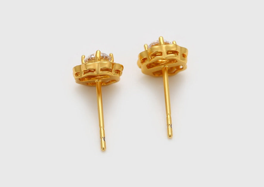 Ohrring Stecker Pia 585er vergoldet mit weißen Steinen