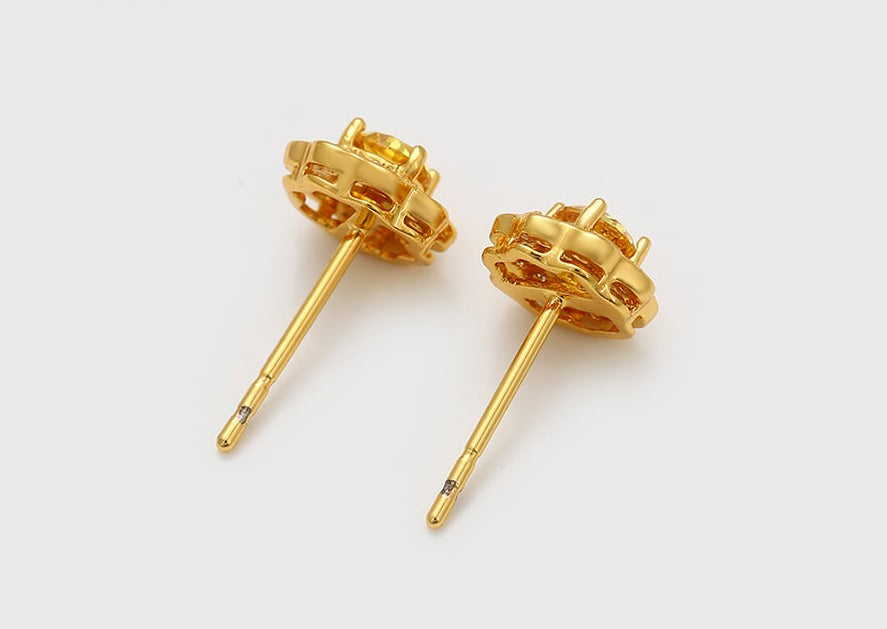 Ohrring Stecker Kia 585er vergoldet mit gelben und weißen Steinen