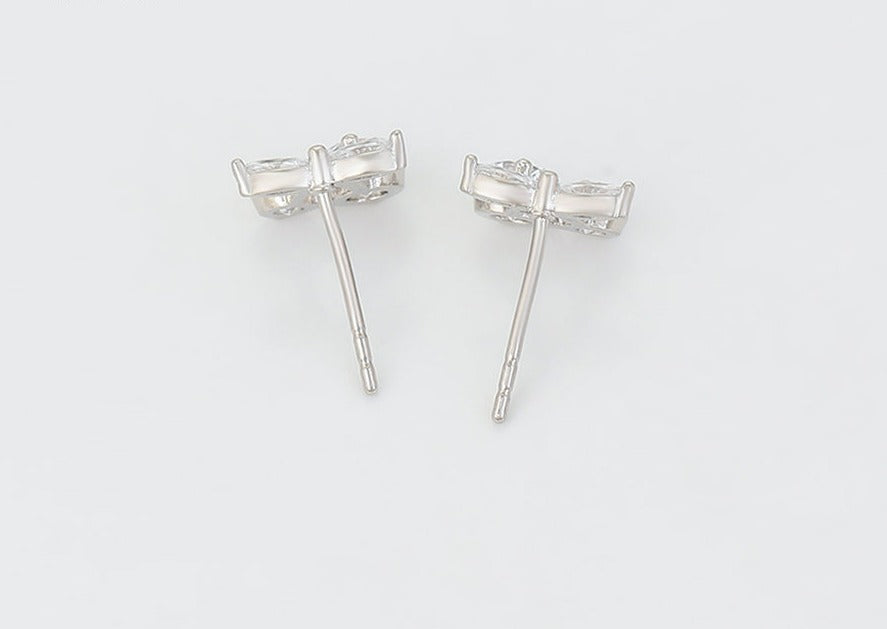 Ohrring Stecker Kirsch aus Edelstahl mit weißen Zirkonia Steinen