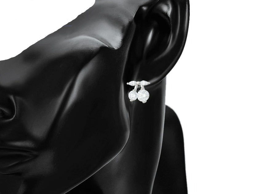 Ohrring Stecker Kirsch aus Edelstahl mit weißen Zirkonia Steinen