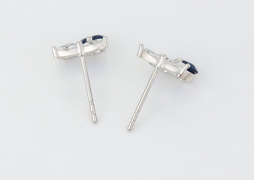 Ohrring Stecker Kirsche aus Edelstahl mit blauen Zirkonia Steinen
