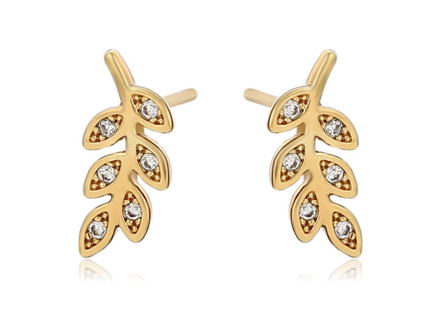 Ohrringe Stecker Gold Blatt
