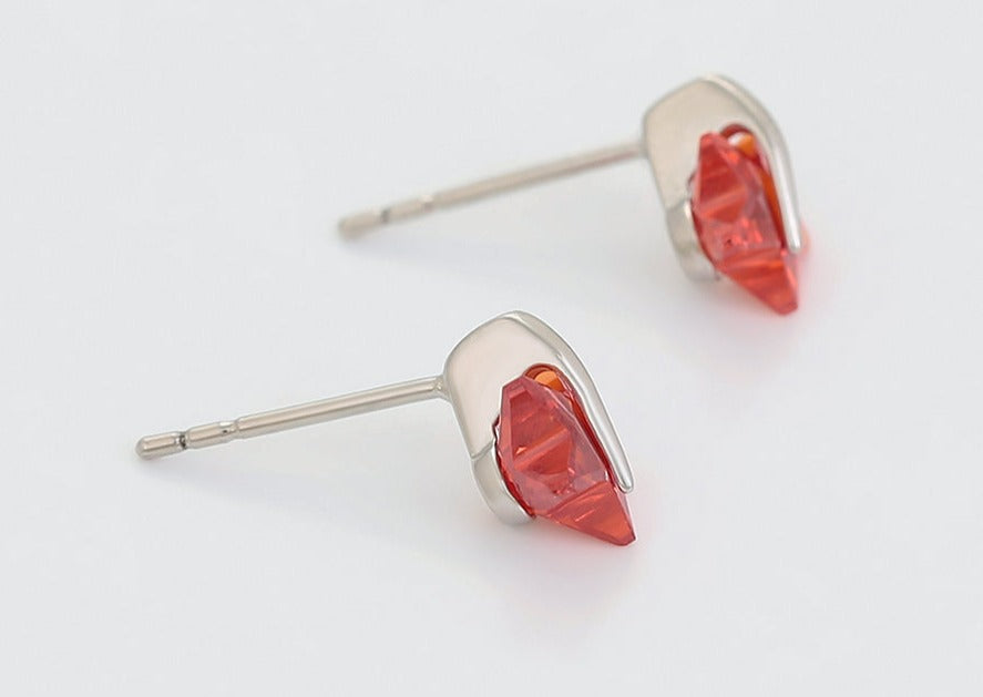 Ohrring Stecker Stern aus Edelstahl mit rotem Stein