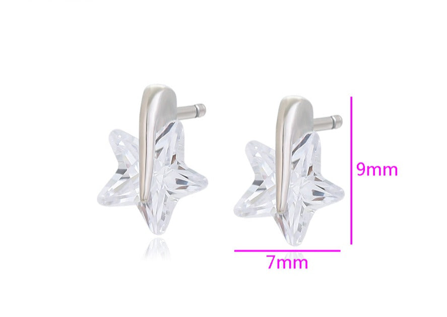 Ohrring Stecker Stern aus Edelstahl mit weißem Stein
