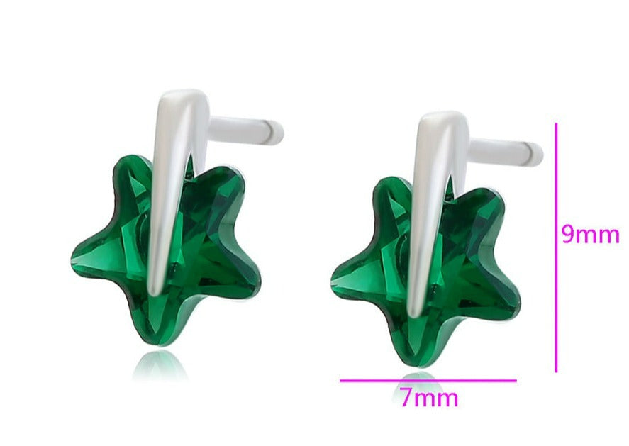 Ohrring Stecker Stern aus Edelstahl mit grünem Stein