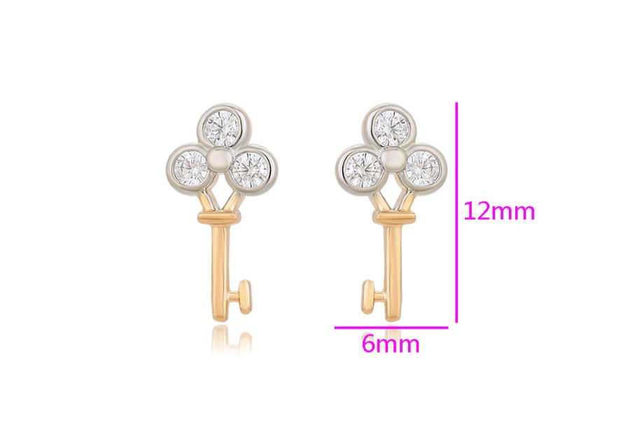 Ohrring Stecker Schlüssel 585er vergoldet