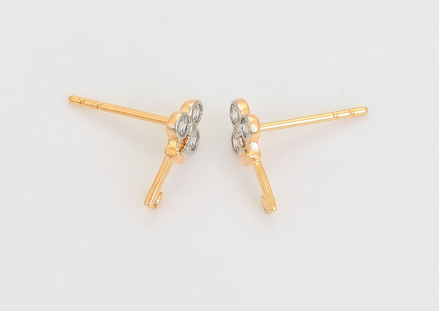 Ohrring Stecker Schlüssel 585er vergoldet