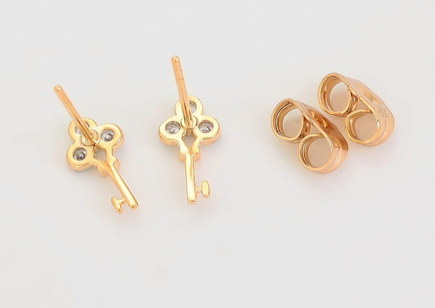 Ohrring Stecker Schlüssel 585er vergoldet