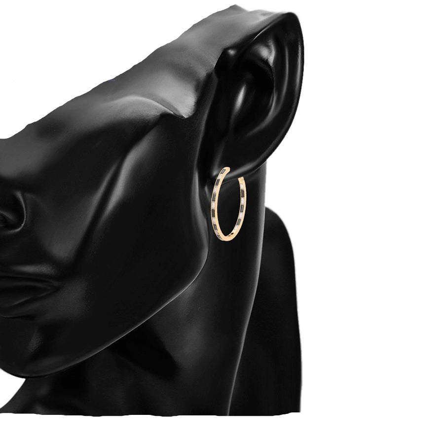 Ohrringe Kitty Creole 40mm weißen schwarzen Steinen