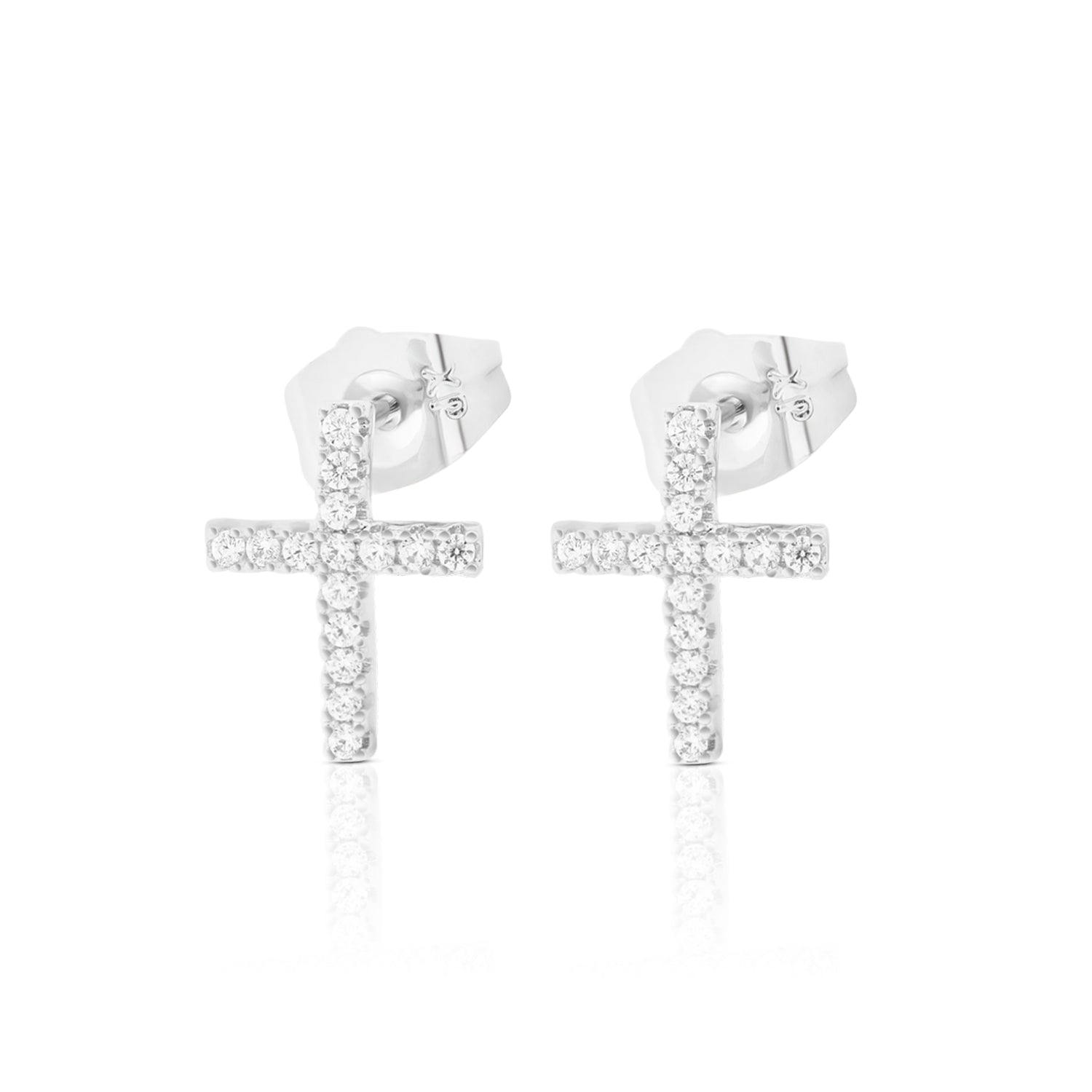 Ohrringe Stecker Kreuz 925er versilbert
