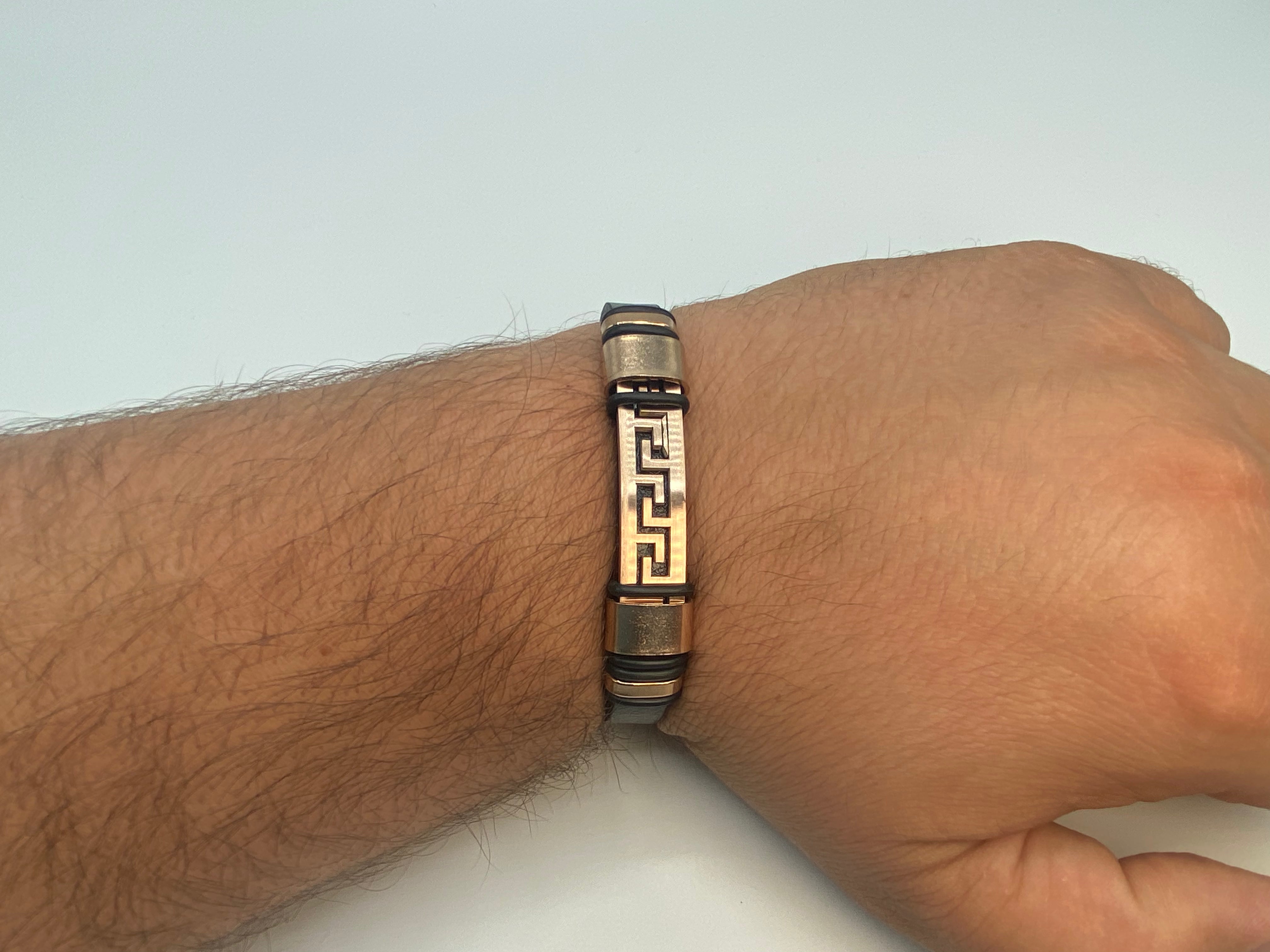 Echt-Leder-Armband Zick-Zack vergoldet