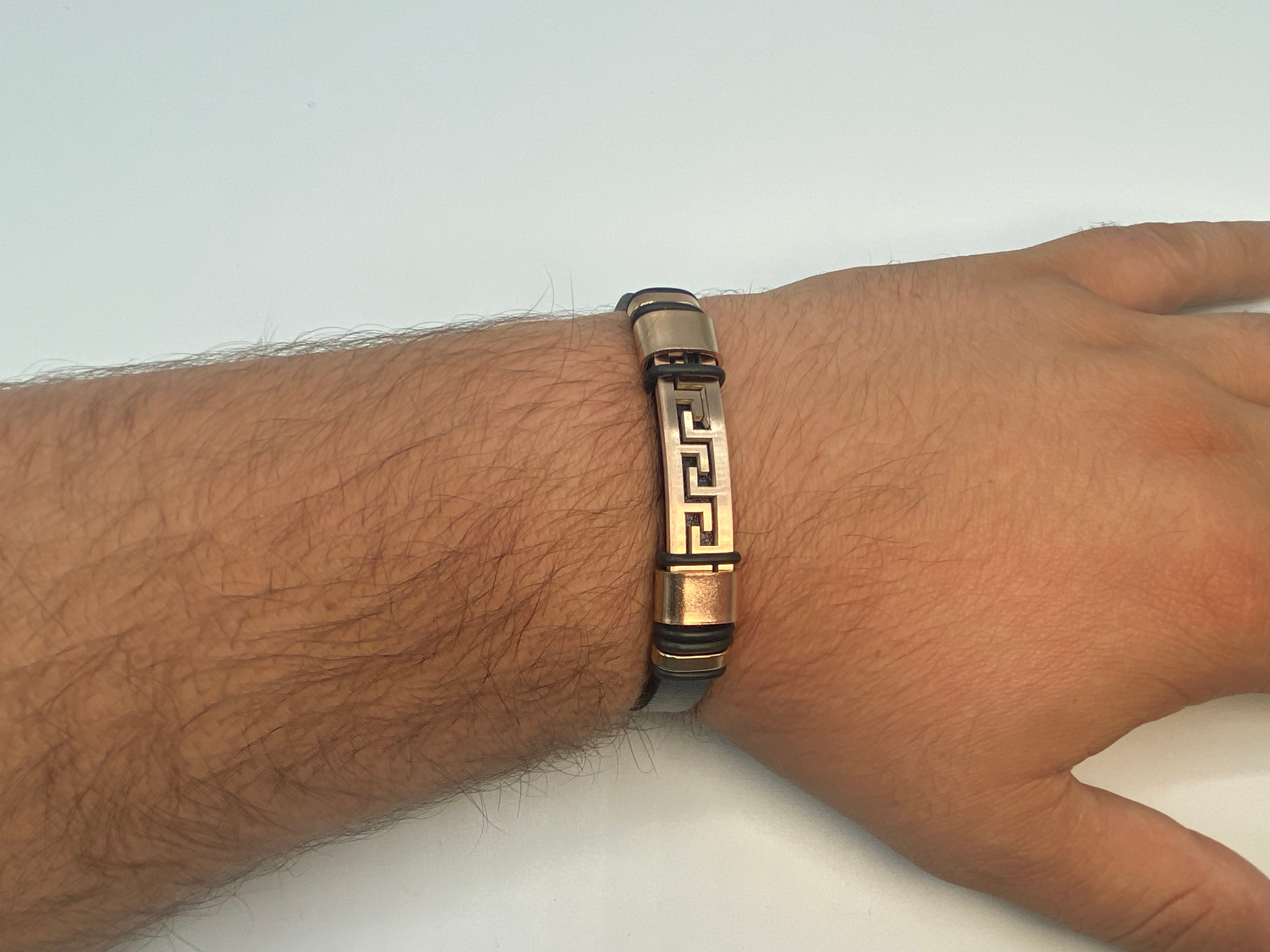 Echt-Leder-Armband Zick-Zack vergoldet