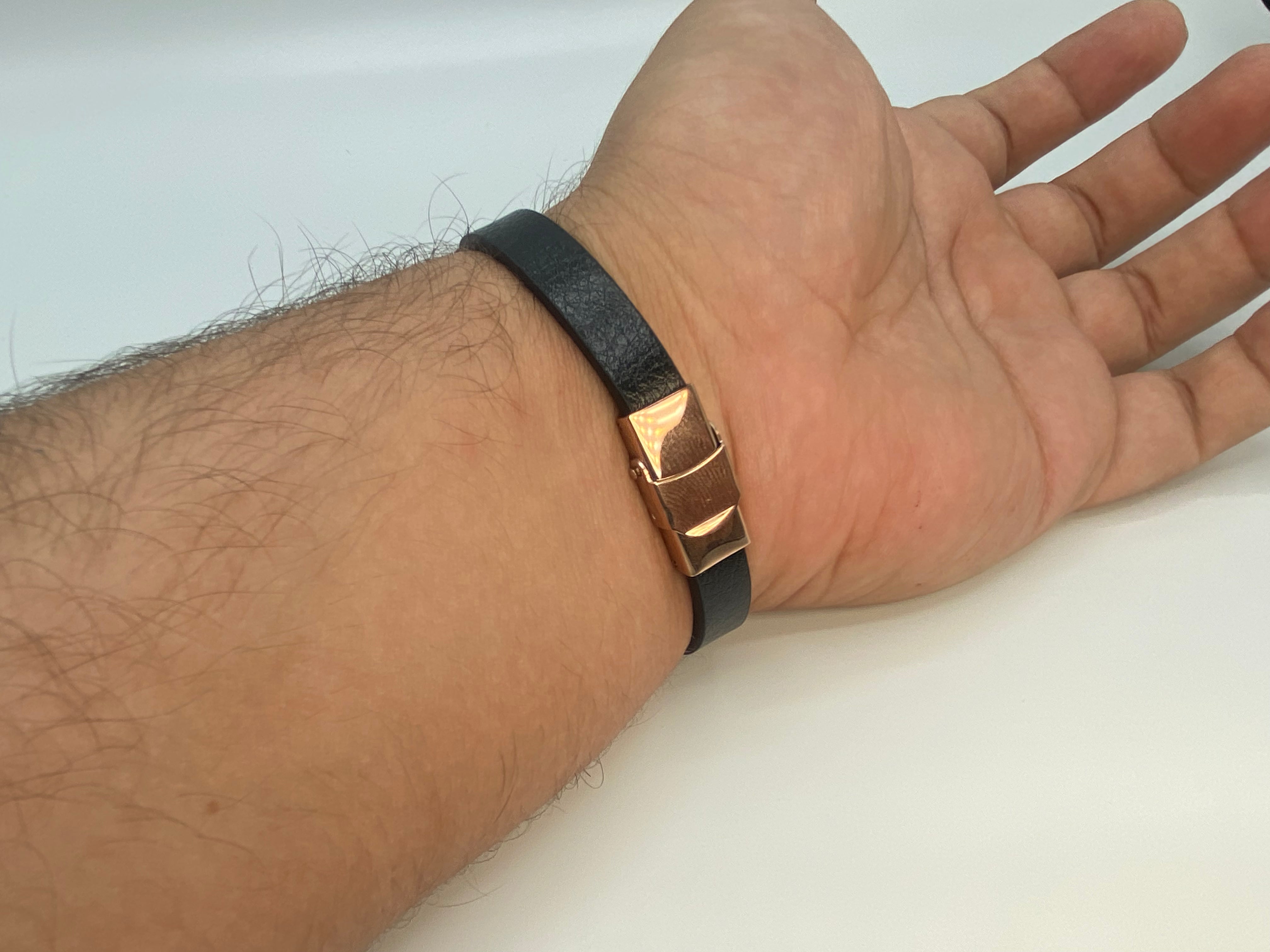 Echt-Leder-Armband Zick-Zack vergoldet