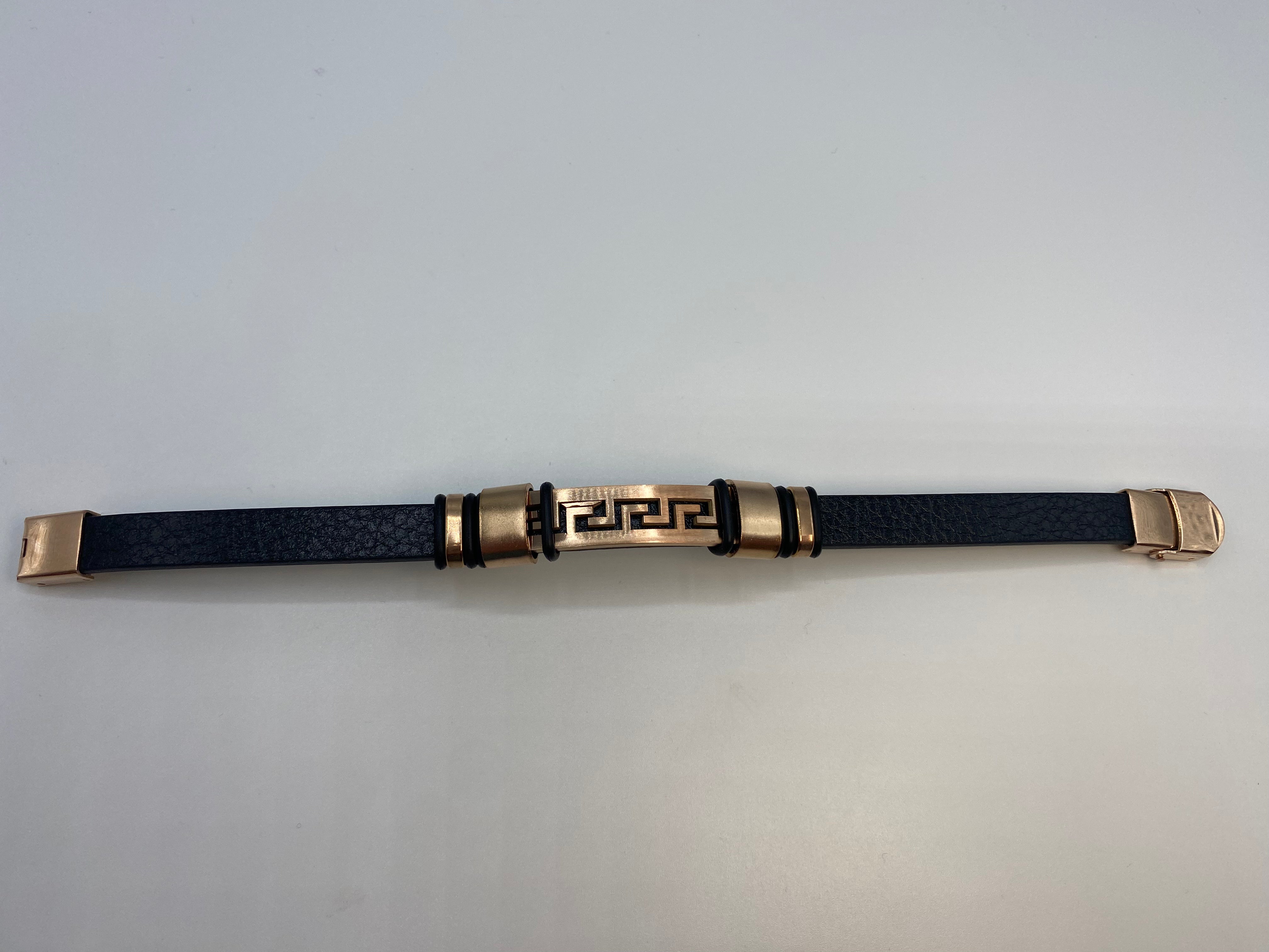 Echt-Leder-Armband Zick-Zack vergoldet