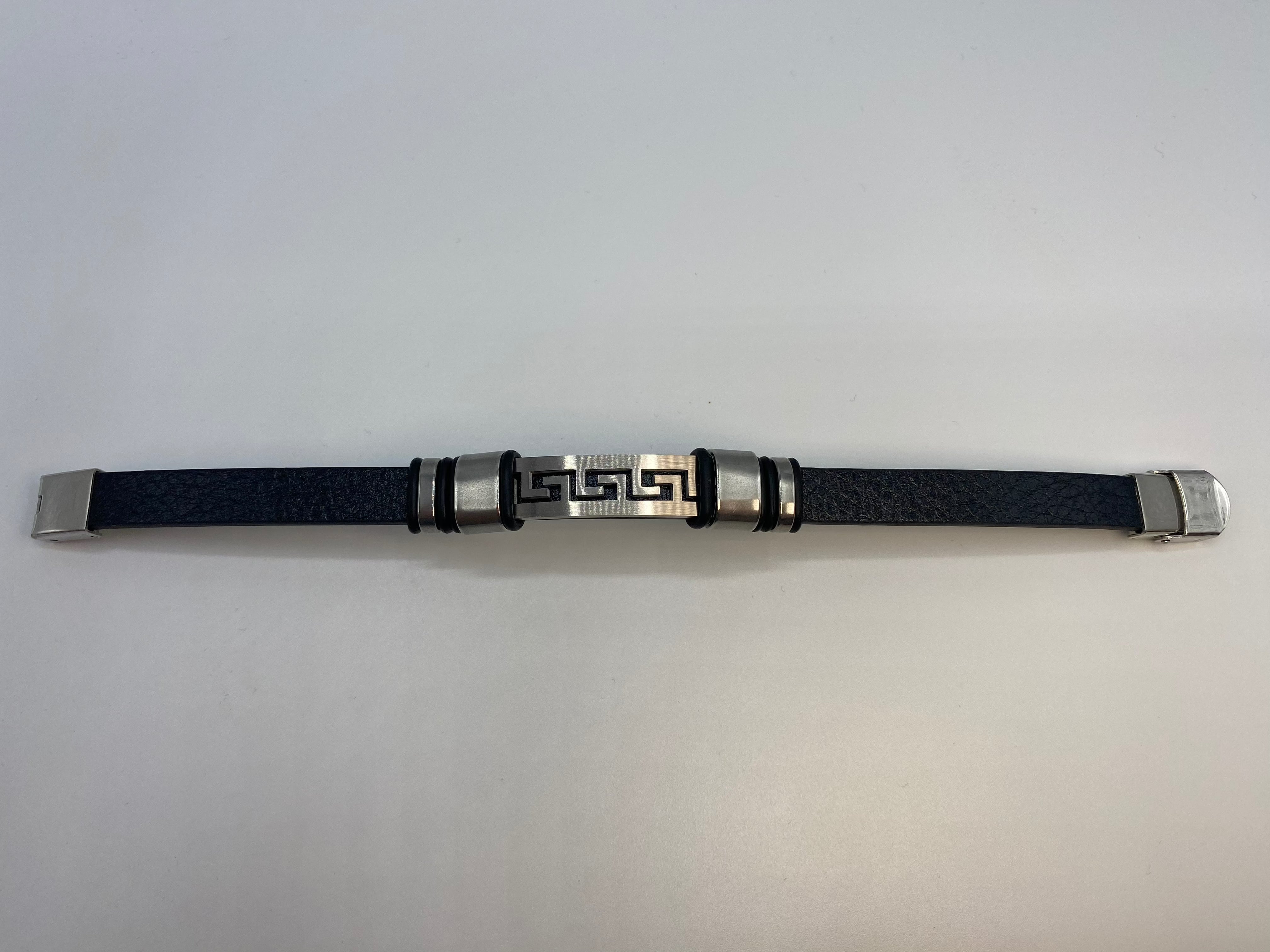 Echt-Leder-Armband Zick-Zack versilbert