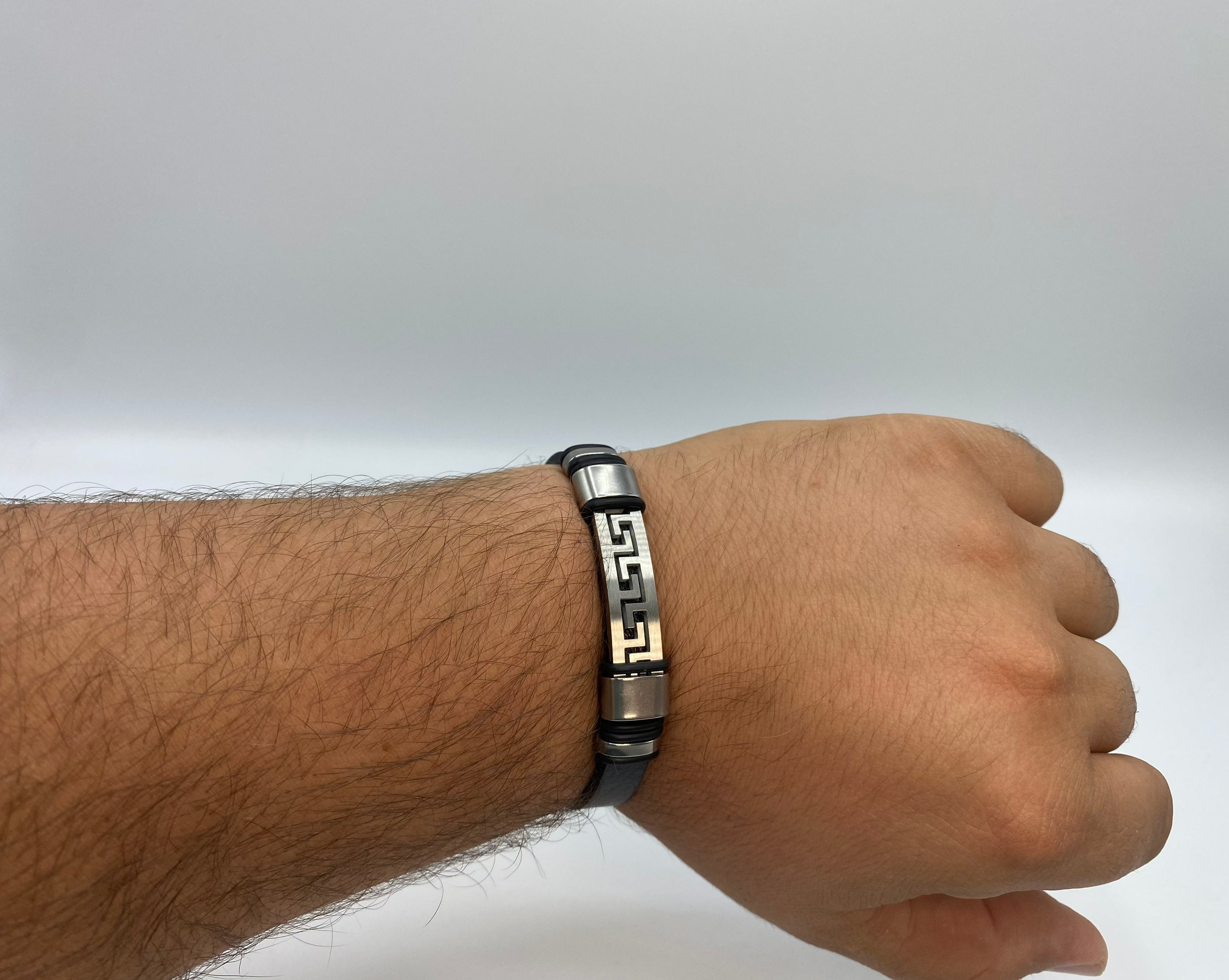 Echt-Leder-Armband Zick-Zack versilbert