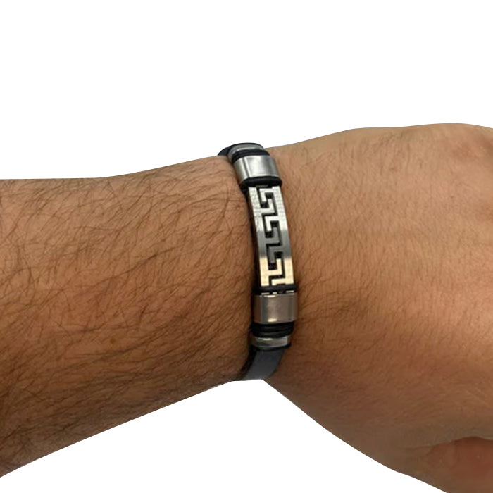 Echt-Leder-Armband Zick-Zack versilbert
