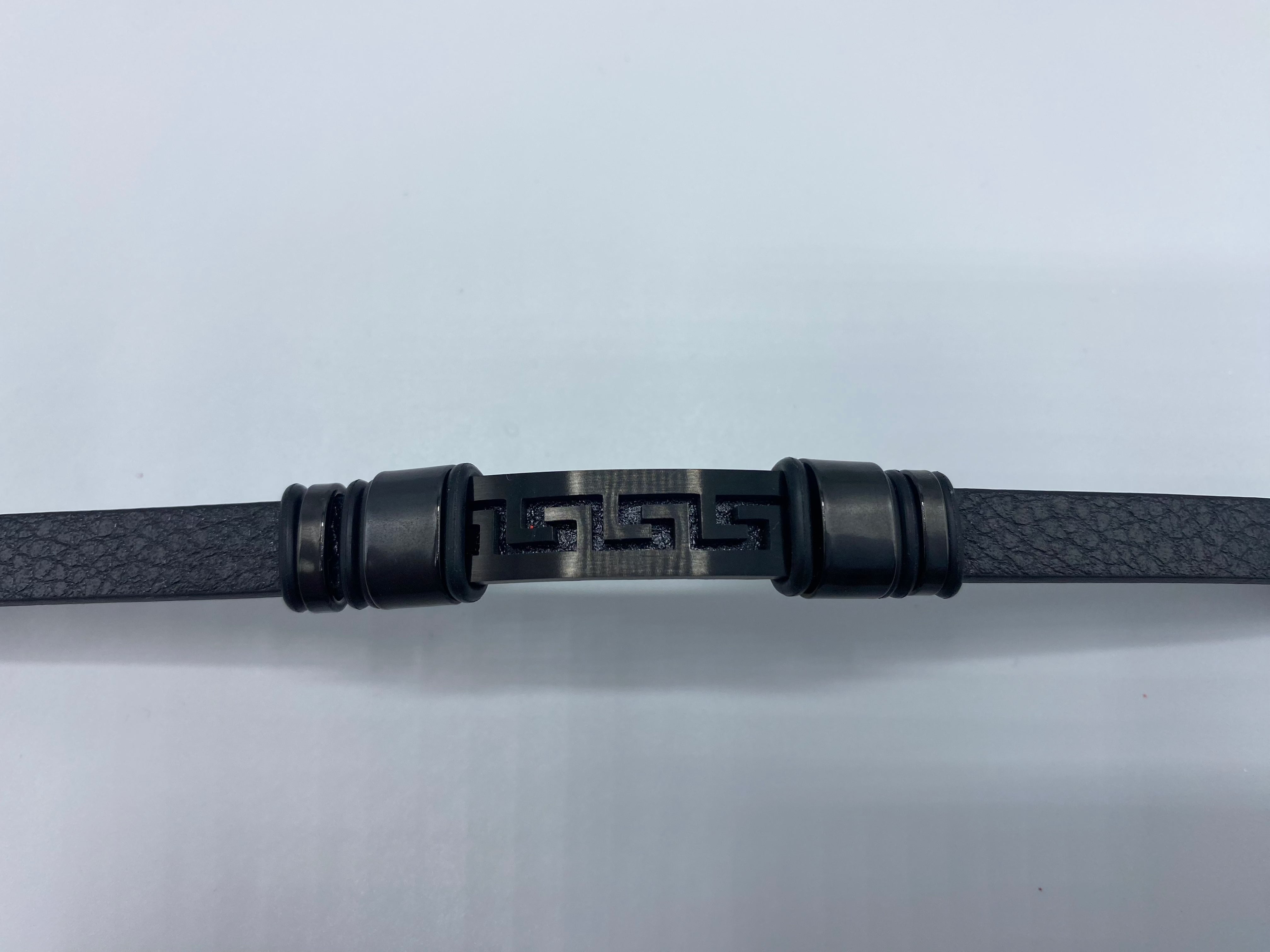 Echt-Leder-Armband Zick-Zack schwarz