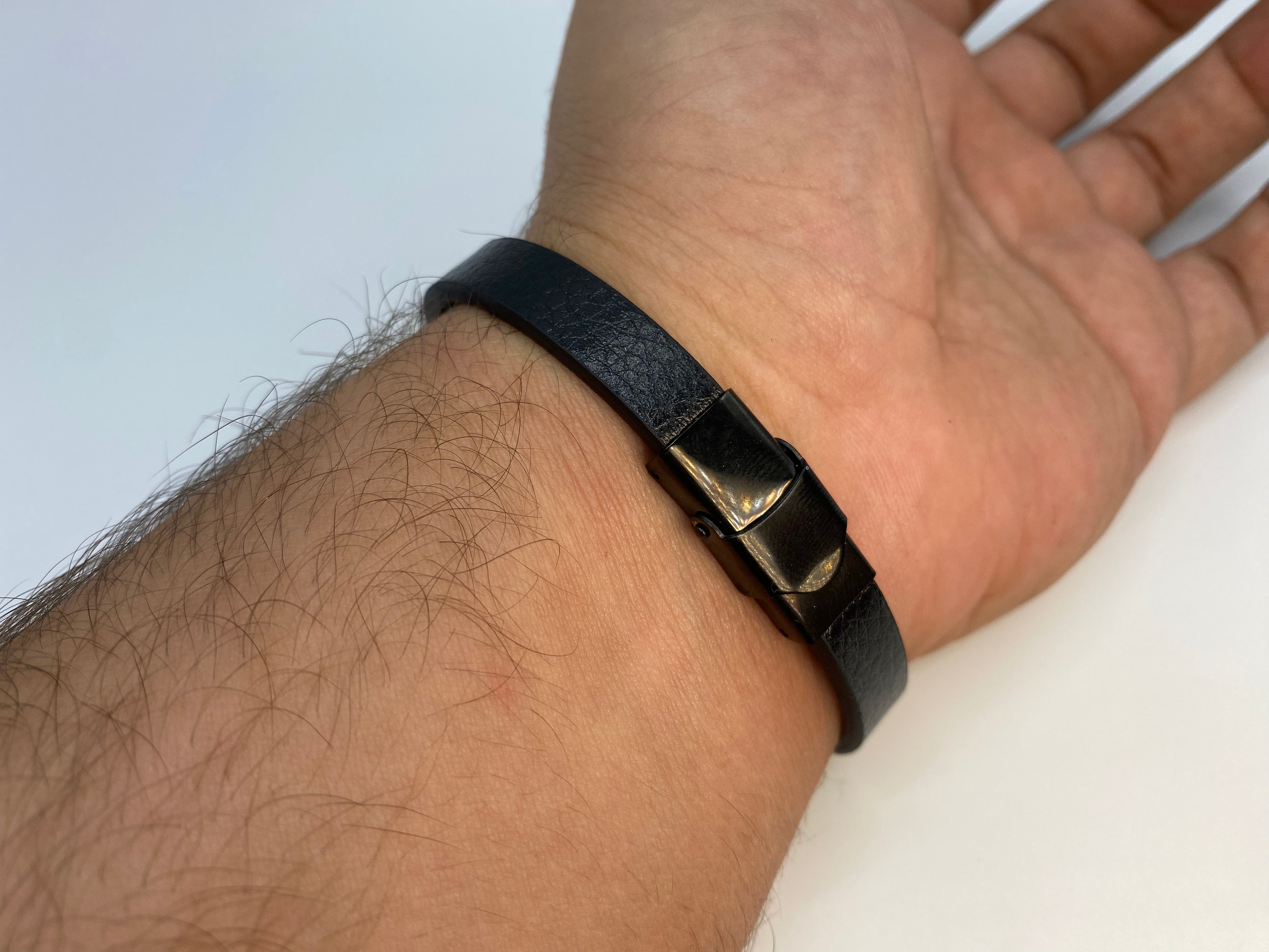 Echt-Leder-Armband Zick-Zack schwarz