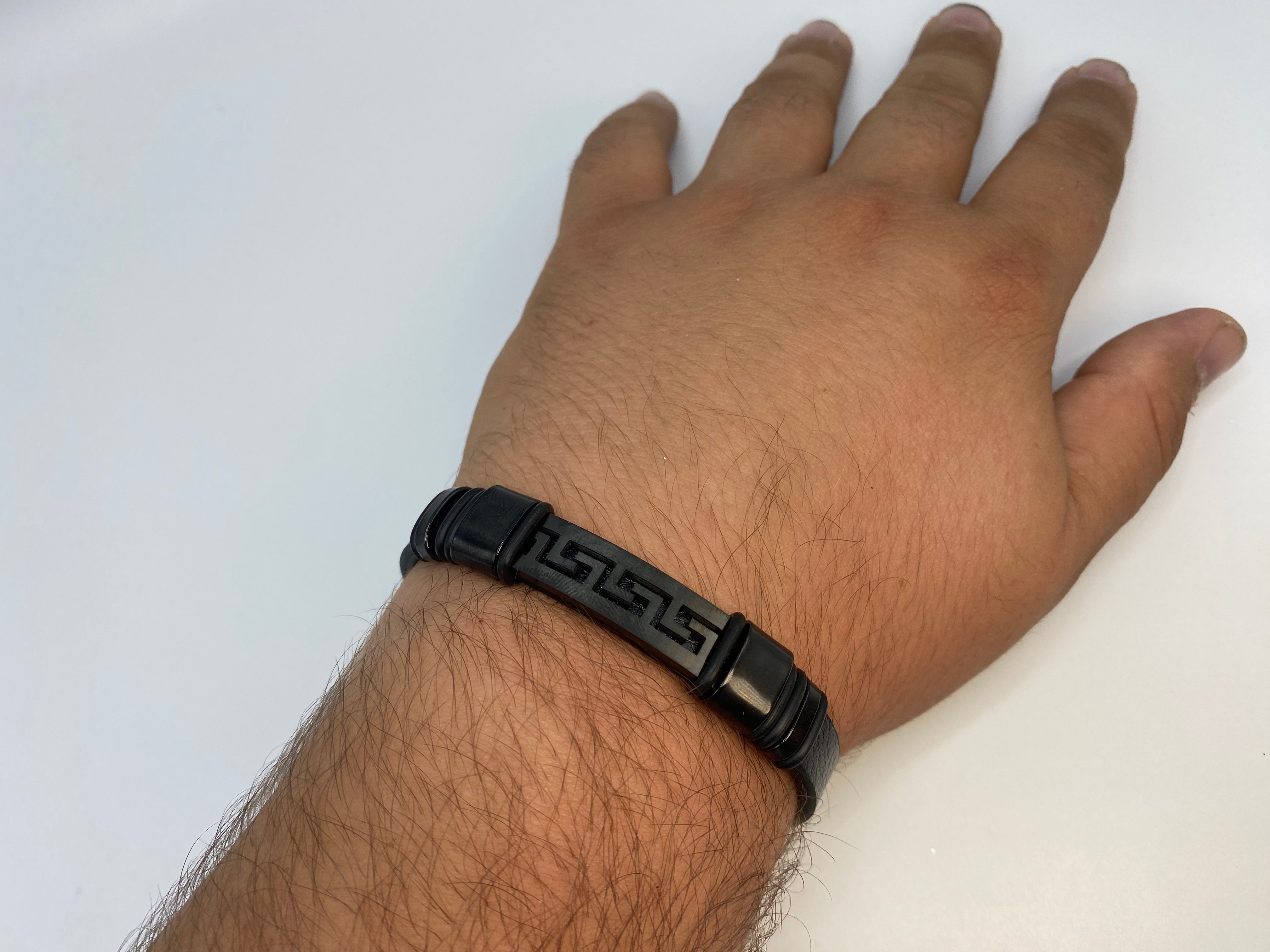 Echt-Leder-Armband Zick-Zack schwarz