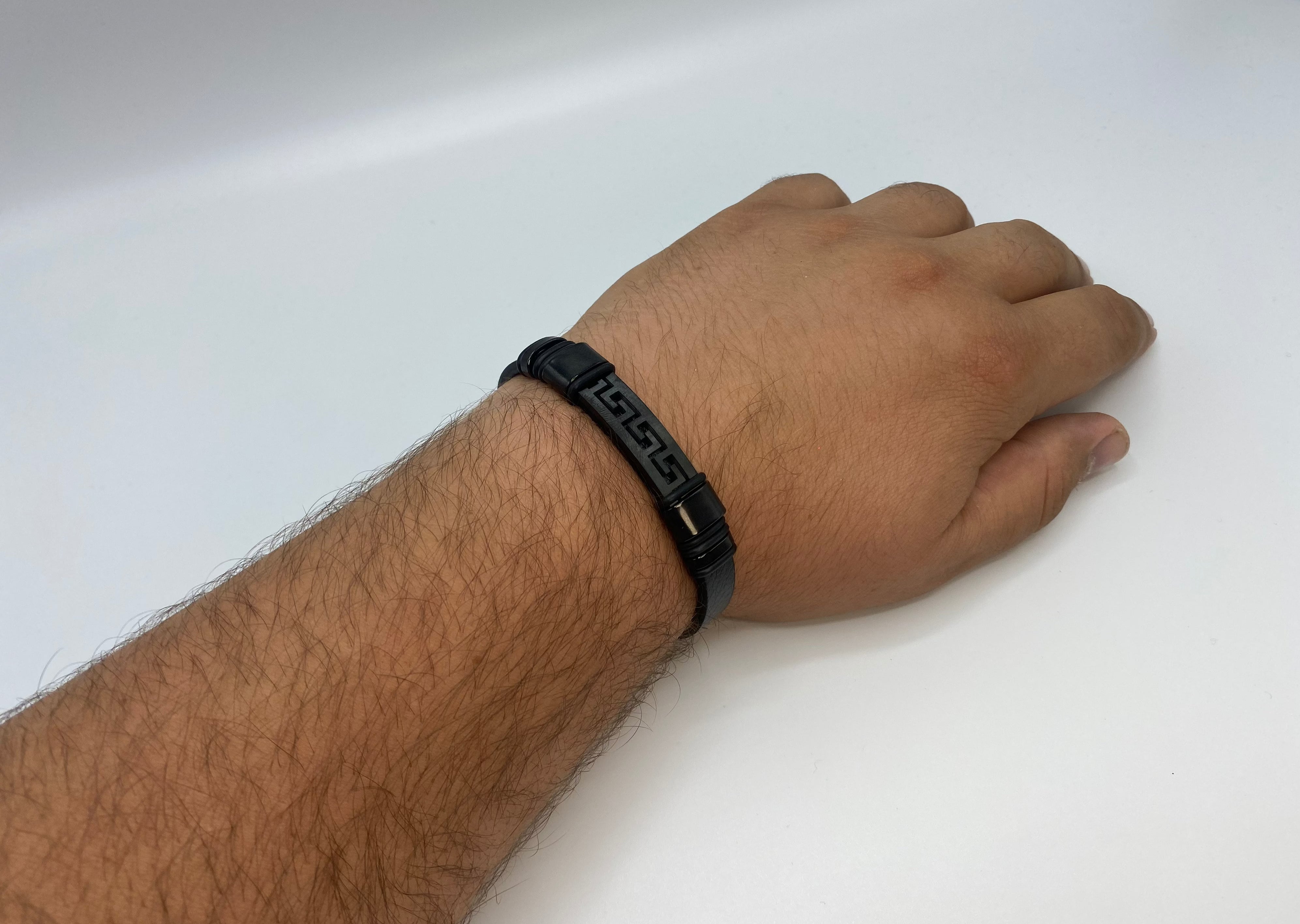 Echt-Leder-Armband Zick-Zack schwarz