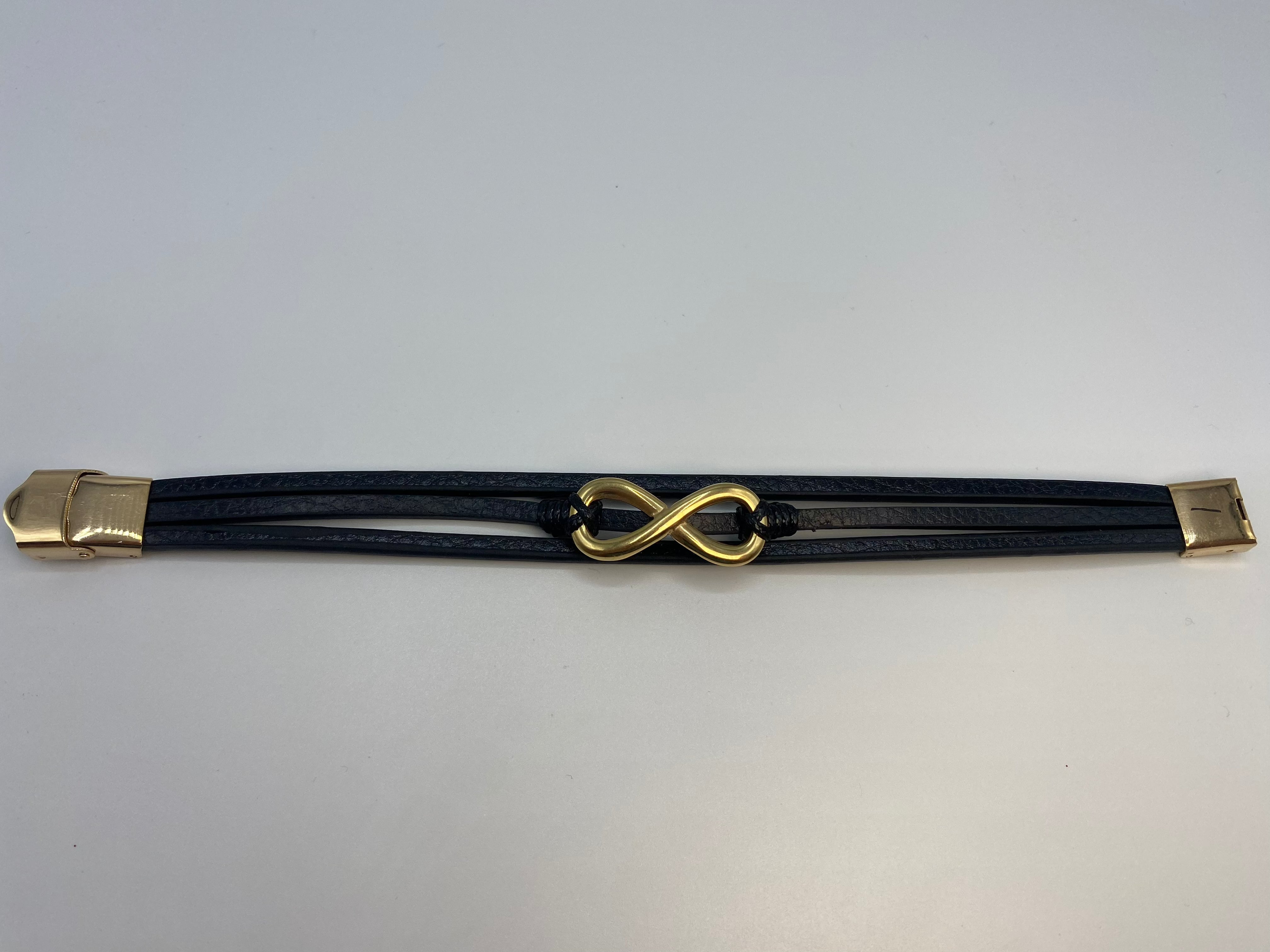 Echt-Leder-Armband Infinity vergoldet