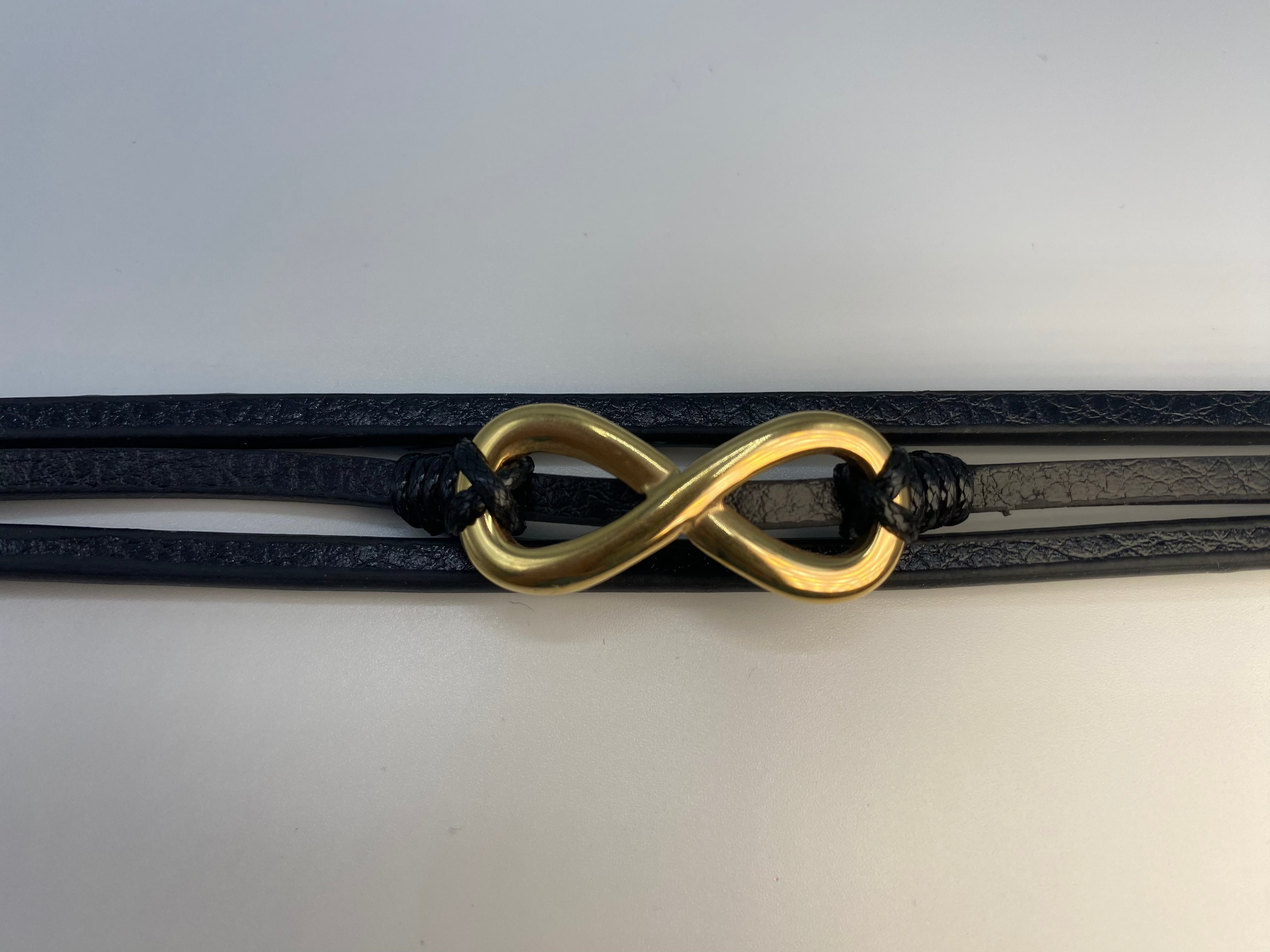 Echt-Leder-Armband Infinity vergoldet