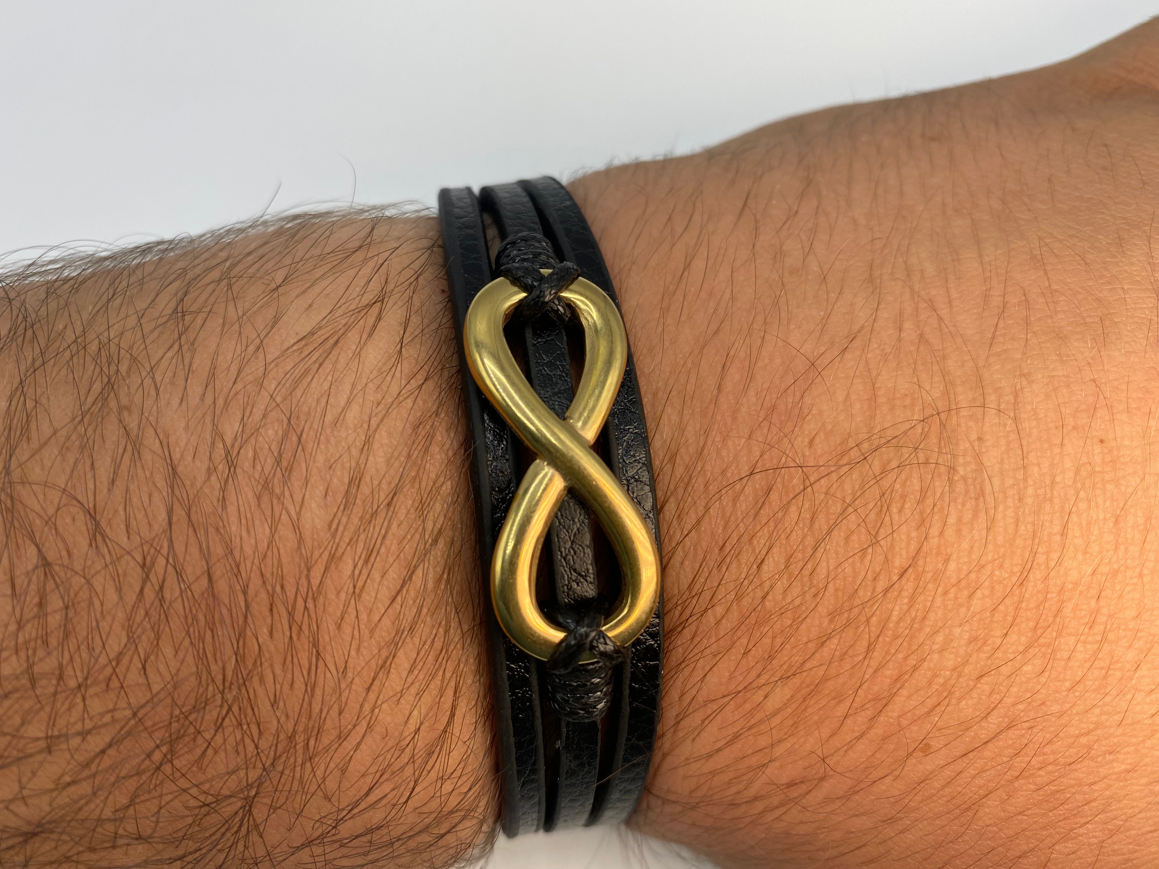 Echt-Leder-Armband Infinity vergoldet