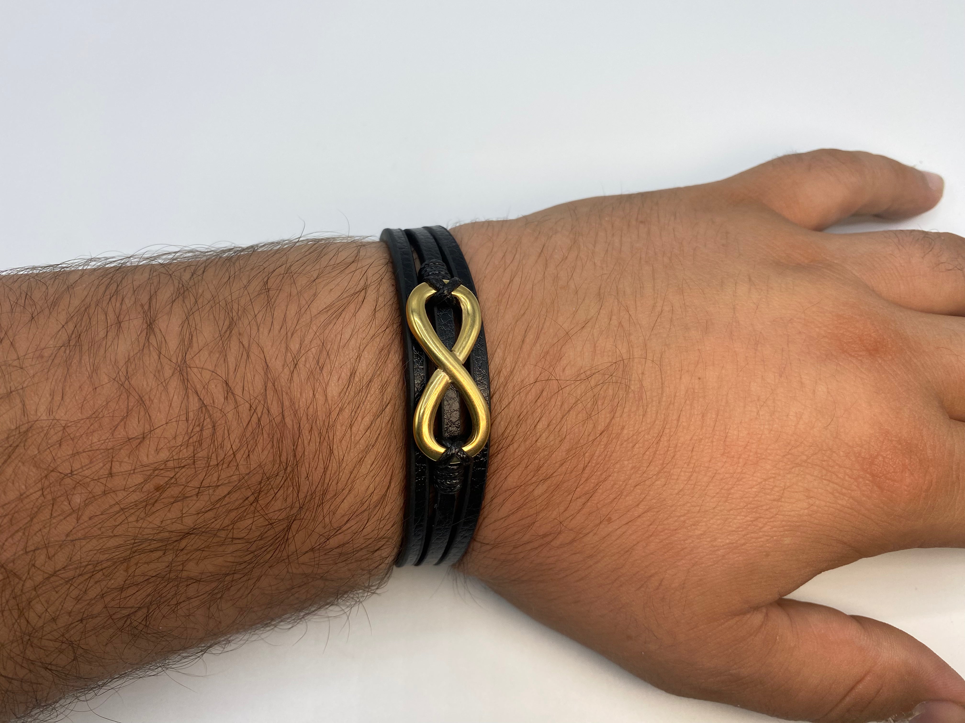 Echt-Leder-Armband Infinity vergoldet