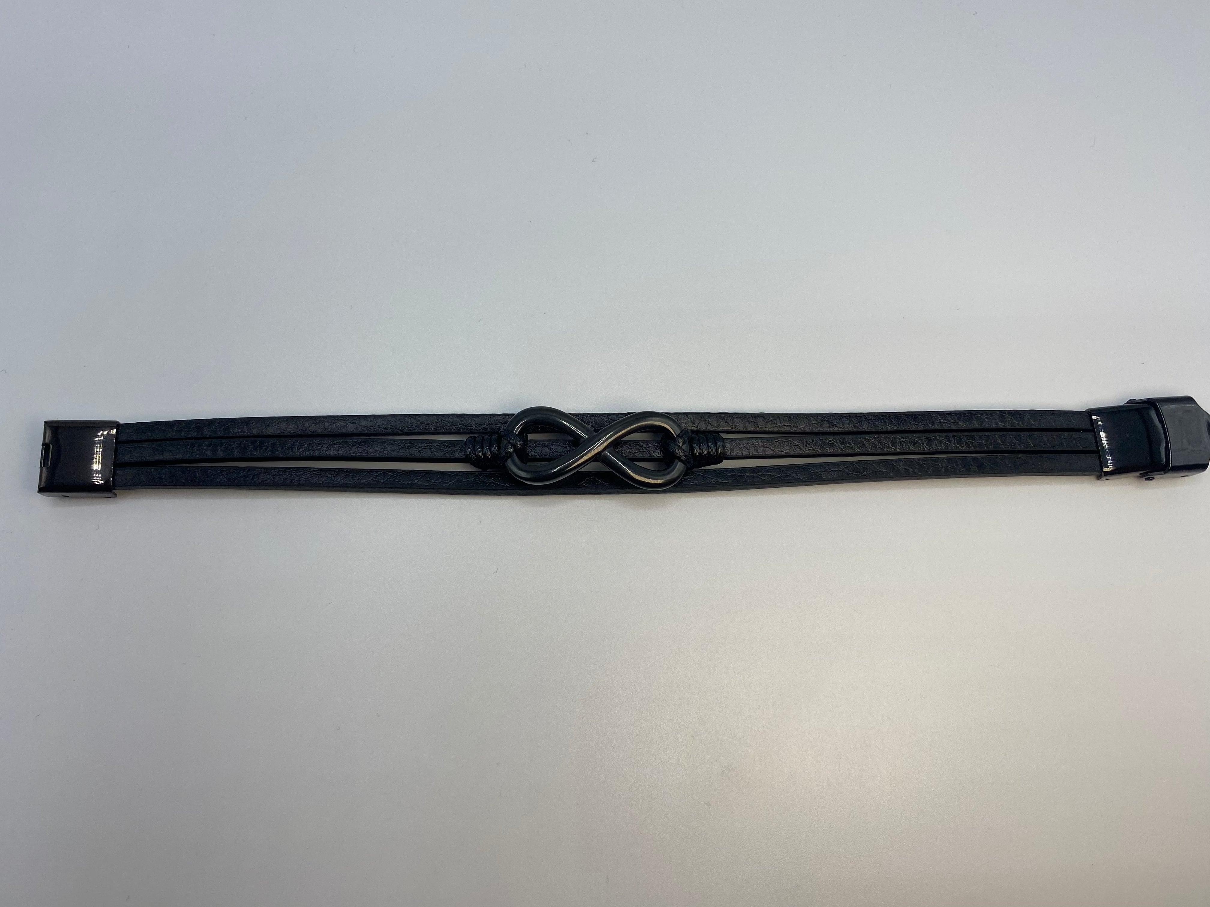 Echt-Leder-Armband Infinity schwarz