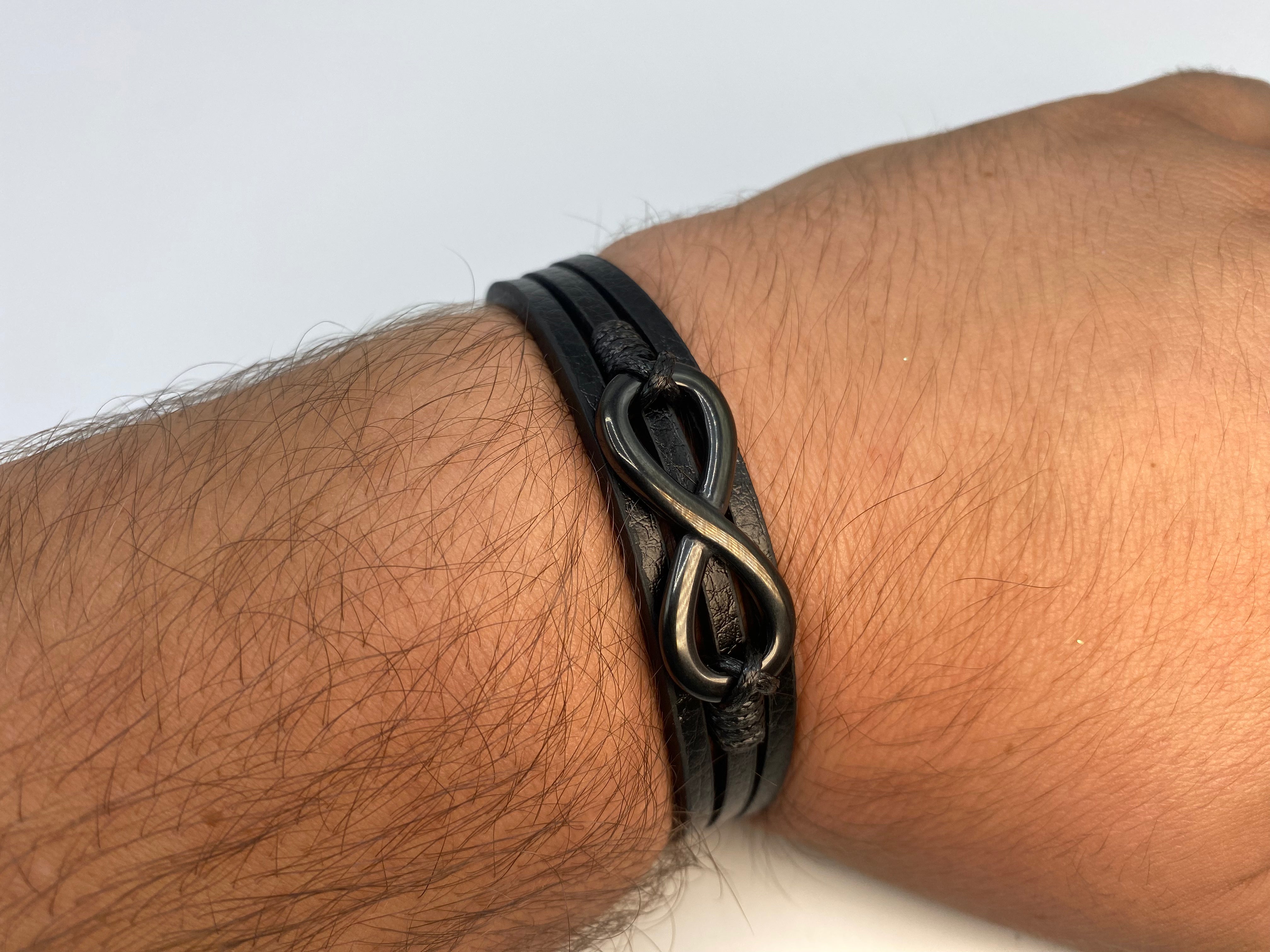 Echt-Leder-Armband Infinity schwarz