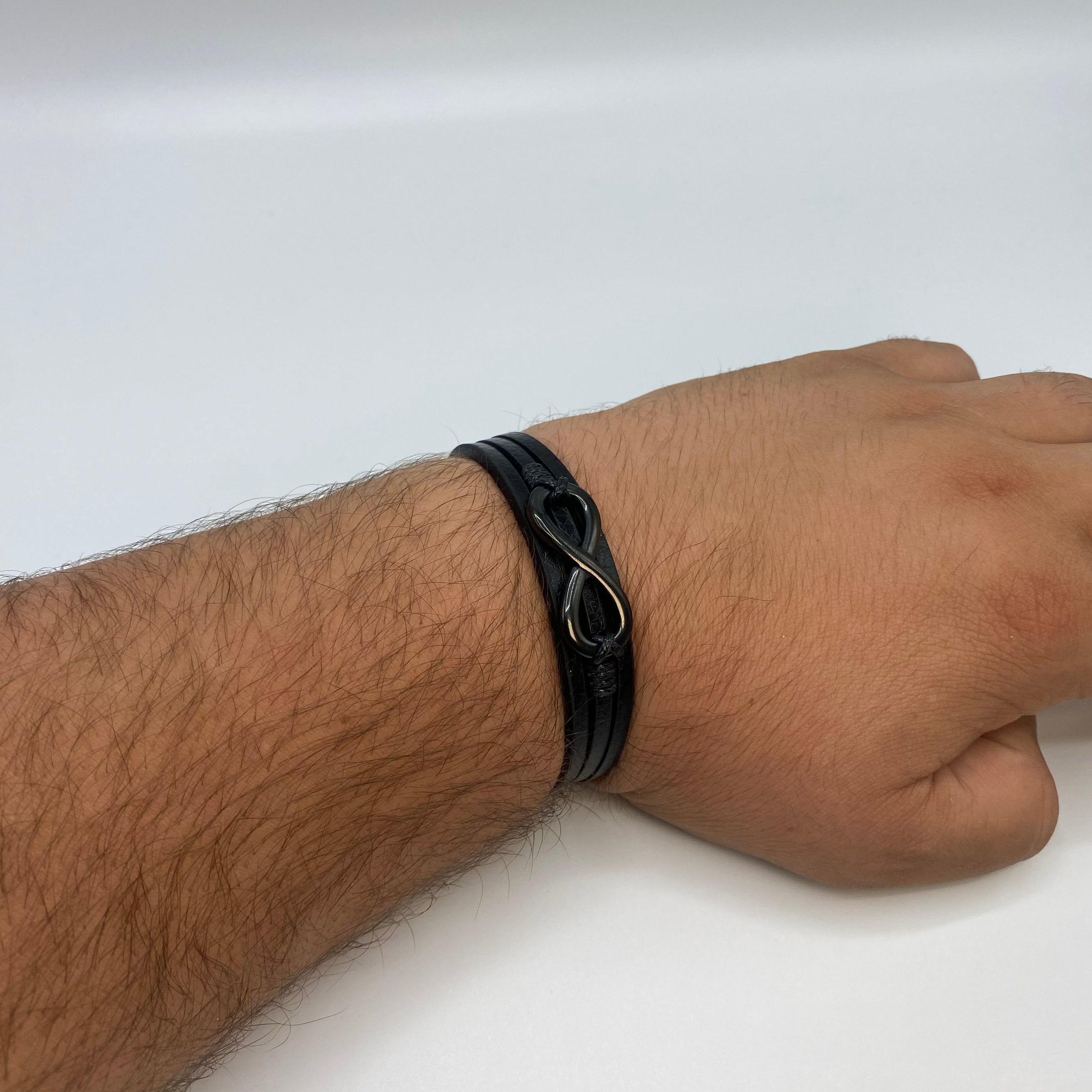 Echt-Leder-Armband Infinity schwarz