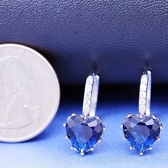 Ohrringe versilbert blau herz steine vorne