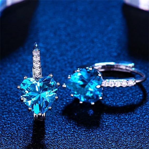Ohrringe versilbert herz blau Steine
