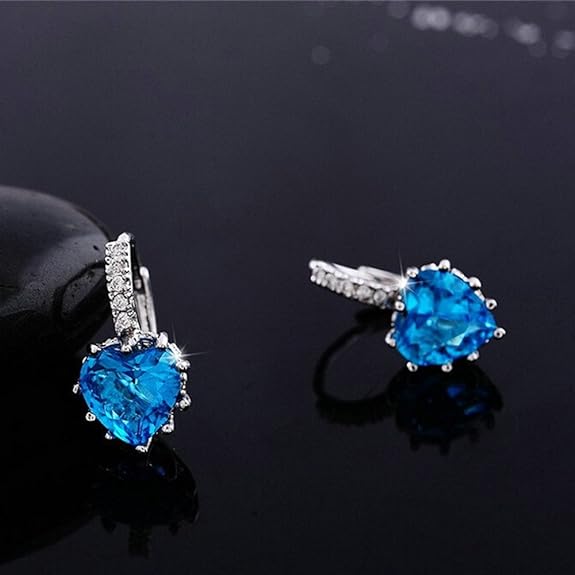 Ohrringe versilbert herz blau Steine