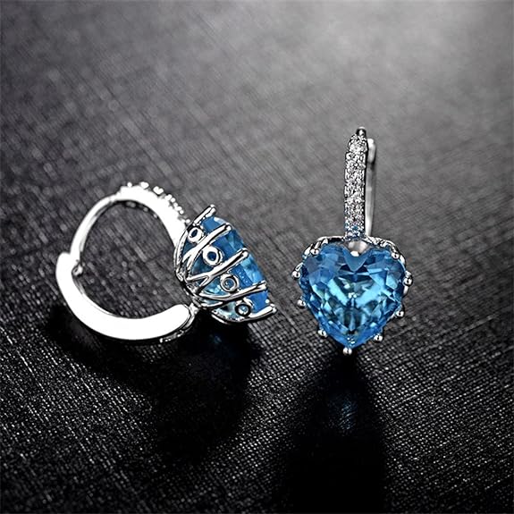 Ohrringe versilbert herz blau steine