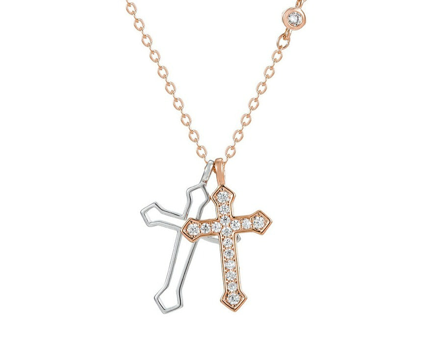Kette Kreuz 24k. vergoldet 925er versilbert