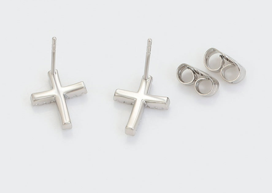 Ohrringe Stecker Kreuz 925er versilbert