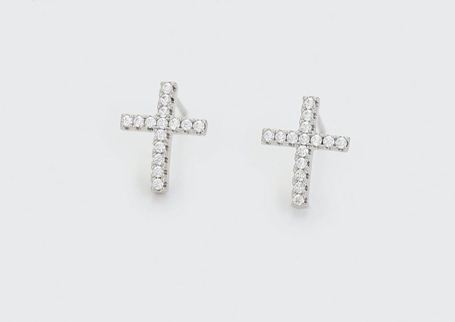 Ohrringe Stecker Kreuz 925er versilbert