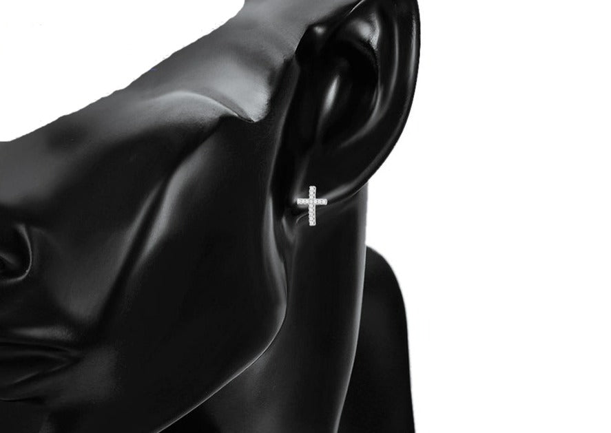 Ohrringe Stecker Kreuz 925er versilbert
