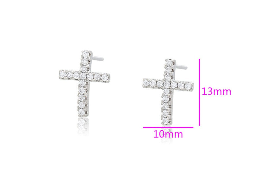 Ohrringe Stecker Kreuz 925er versilbert