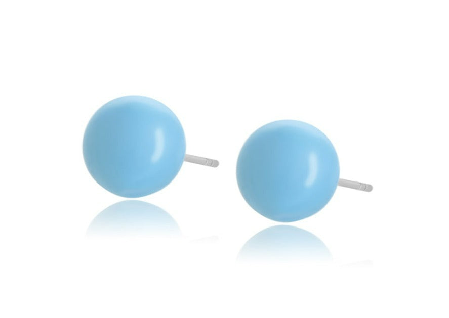 Ohrring Stecker Blaue Perle aus Edelstahl 8mm Durchmesser