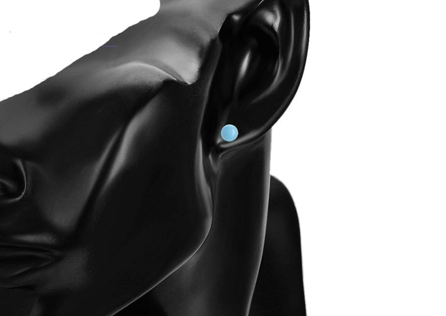 Ohrring Stecker Blaue Perle aus Edelstahl 8mm Durchmesser